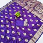 Whimsical Purple Pure Zari Weaving Banarasi Silk Saree With Improbable Blouse Piece