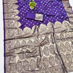 Sumptuous Purple Pure Zari Weaving Banarasi Silk Saree With Staggering Blouse Piece