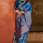 Ethereal Blue Pure Zari Weaving Banarasi Silk Saree With Lassitude Blouse Piece