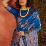Ethereal Blue Pure Zari Weaving Banarasi Silk Saree With Lassitude Blouse Piece