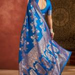 Ethereal Blue Pure Zari Weaving Banarasi Silk Saree With Lassitude Blouse Piece