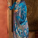 Woebegone Firozi Pure Zari Weaving Banarasi Silk Saree With Seraphic Blouse Piece