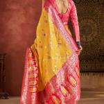 Prettiest Yellow Pure Zari Weaving Banarasi Silk Saree With Fairytale Blouse Piece