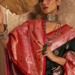 Engrossing Dark Green Pure Zari Weaving Banarasi Silk Saree With Comely Blouse Piece