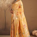 Majestic Beige Pure Zari Weaving Banarasi Silk Saree With Mellifluous Blouse Piece