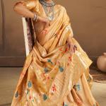 Majestic Beige Pure Zari Weaving Banarasi Silk Saree With Mellifluous Blouse Piece