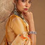 Majestic Beige Pure Zari Weaving Banarasi Silk Saree With Mellifluous Blouse Piece