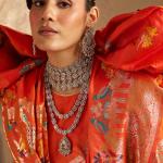 Unequalled Orange Pure Zari Weaving Banarasi Silk Saree With Sonorous Blouse Piece