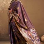 Resplendent Purple Pure Zari Weaving Banarasi Silk Saree With Scintilla Blouse Piece