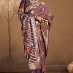 Resplendent Purple Pure Zari Weaving Banarasi Silk Saree With Scintilla Blouse Piece