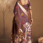 Resplendent Purple Pure Zari Weaving Banarasi Silk Saree With Scintilla Blouse Piece