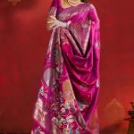 Most Stunning Magenta Pure Zari Weaving Banarasi Silk Saree With Outstanding Blouse Piece