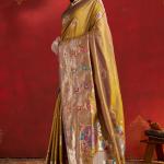 Transcendent Mustard Pure Zari Weaving Banarasi Silk Saree With Phenomenal Blouse Piece