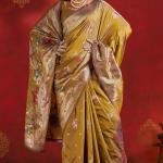 Transcendent Mustard Pure Zari Weaving Banarasi Silk Saree With Phenomenal Blouse Piece