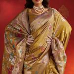 Transcendent Mustard Pure Zari Weaving Banarasi Silk Saree With Phenomenal Blouse Piece
