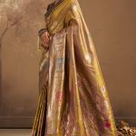 Panoply Mustrad Pure Zari Weaving Banarasi Silk Saree With Rhapsody Blouse Piece