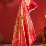 Redolent Dark Pink Kanjivaram Silk Saree With Pleasurable Blouse Piece