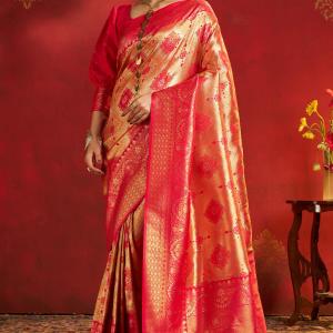 Redolent Dark Pink Kanjivaram Silk Saree With Pleasurable Blouse Piece