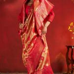 Redolent Dark Pink Kanjivaram Silk Saree With Pleasurable Blouse Piece