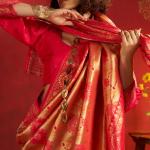 Redolent Dark Pink Kanjivaram Silk Saree With Pleasurable Blouse Piece