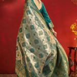 Pleasant Green Kanjivaram Silk Saree With Incredible Blouse Piece