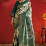 Pleasant Green Kanjivaram Silk Saree With Incredible Blouse Piece