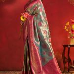 Fancifull Rama Kanjivaram Silk Saree With Staring Blouse Piece