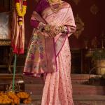 Stylish Baby Pink Organza Paithani Silk Saree With Piquant Blouse Piece