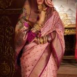 Stylish Baby Pink Organza Paithani Silk Saree With Piquant Blouse Piece