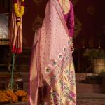 Stylish Baby Pink Organza Paithani Silk Saree With Piquant Blouse Piece