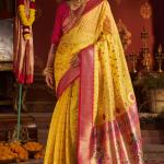 Surpassing Yellow Organza Paithani Silk Saree With Sensational Blouse Piece