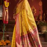 Surpassing Yellow Organza Paithani Silk Saree With Sensational Blouse Piece