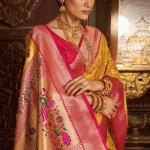Surpassing Yellow Organza Paithani Silk Saree With Sensational Blouse Piece