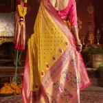 Surpassing Yellow Organza Paithani Silk Saree With Sensational Blouse Piece