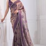 Majestic Purple Jarkan Work Fandy Silk Saree