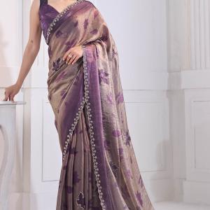 Majestic Purple Jarkan Work Fandy Silk Saree