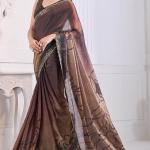 Snazzy Brown Jarkan Work Fandy Silk Saree