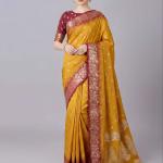 Flamboyant Yellow Pure Zari Weaving Banarasi Silk Saree With Seraphic Blouse Piece