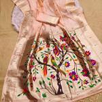 Rhapsodic Baby Pink Paithani Silk Saree With Assemblage Blouse Piece