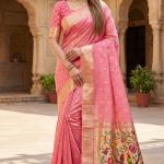 Panache Pink Paithani Silk Saree With Ravishing Blouse Piece
