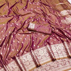 Profuse Pink Soft Banarasi Silk Saree With Incredible Blouse Piecew