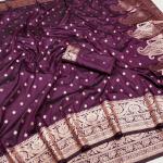 Excellent Wine Soft Banarasi Silk Saree With Deserving Blouse Piece
