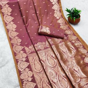 Resonant Lavender Soft Banarasi Silk Saree With Ineffable Blouse Piece