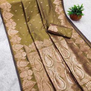 Incomparable Mustard Soft Banarasi Silk Saree With Majesty Blouse Piece