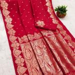 Extraordinary Red Soft Banarasi Silk Saree With Splendiferous Blouse Piece