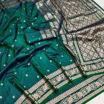 Dulcet Rama Pure Zari Weaving Banarasi Silk Saree With Splendorous Blouse Piece
