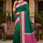 Posh Dark Green Pure Zari Weaving Banarasi Silk Saree With Smashing Blouse Piece