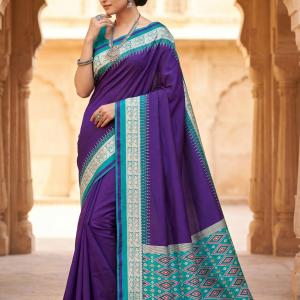 Lassitude Purple Pure Zari Weaving Banarasi Silk Saree With Stunning Blouse Piece