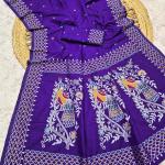 Trendy Purple Pure Banarasi Silk Saree With Sempiternal Blouse Piece