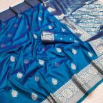 Sophisticated Firozi Soft Banarasi Silk Saree With Dissemble Blouse Piece